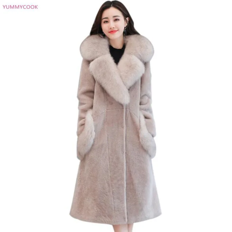 Осенне зимнее Новое 2018 пальто из овечьей шерсти Женское с воротником