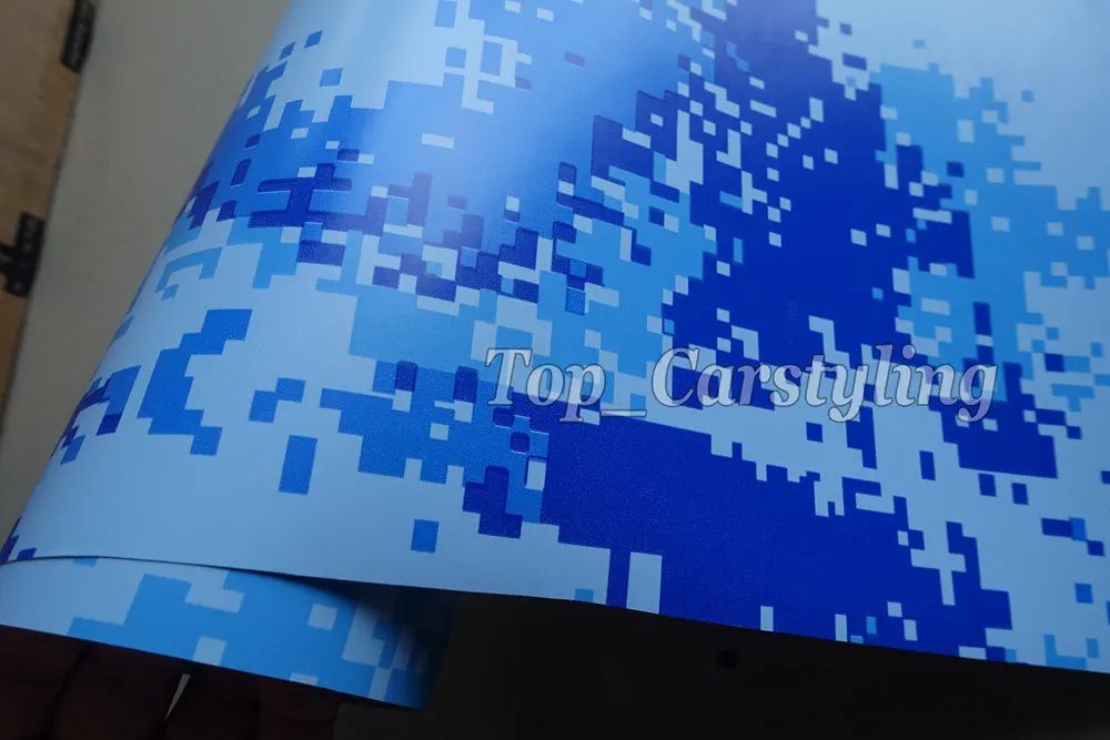 Цифровая синяя камуфляжная Виниловая наклейка для автомобиля военная пленка