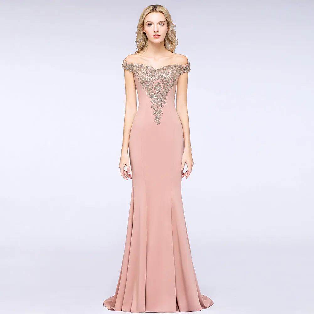 pink Robe de Soiree Новое бордовое кружевное вечернее платье с кристаллами элегантное розовое вечернее платье с рукавами-крылышками Vestido de Festa - Цвет: pink