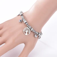 tree of lifeclover charms stainless steel bracelets for women accessories popcorn chain female bracelet femme jewelry pulsera
