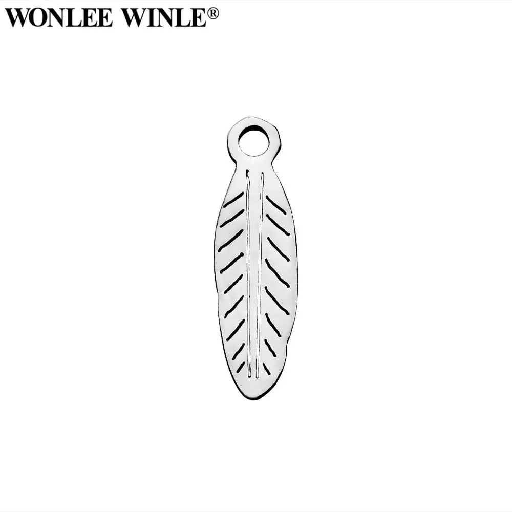 Wonlee Winle DIY 316 Stainless Steel Laser Incision Leaf Charms Pendants for Bracelet Necklace Jewelry Making | Украшения и