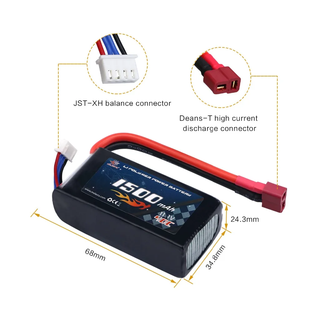 Melasta 11,1 V 3S 1500mAh 40C Lipo батарея XT60 Разъем для RC вертолета самолета zv автомобиля грузовика лодки