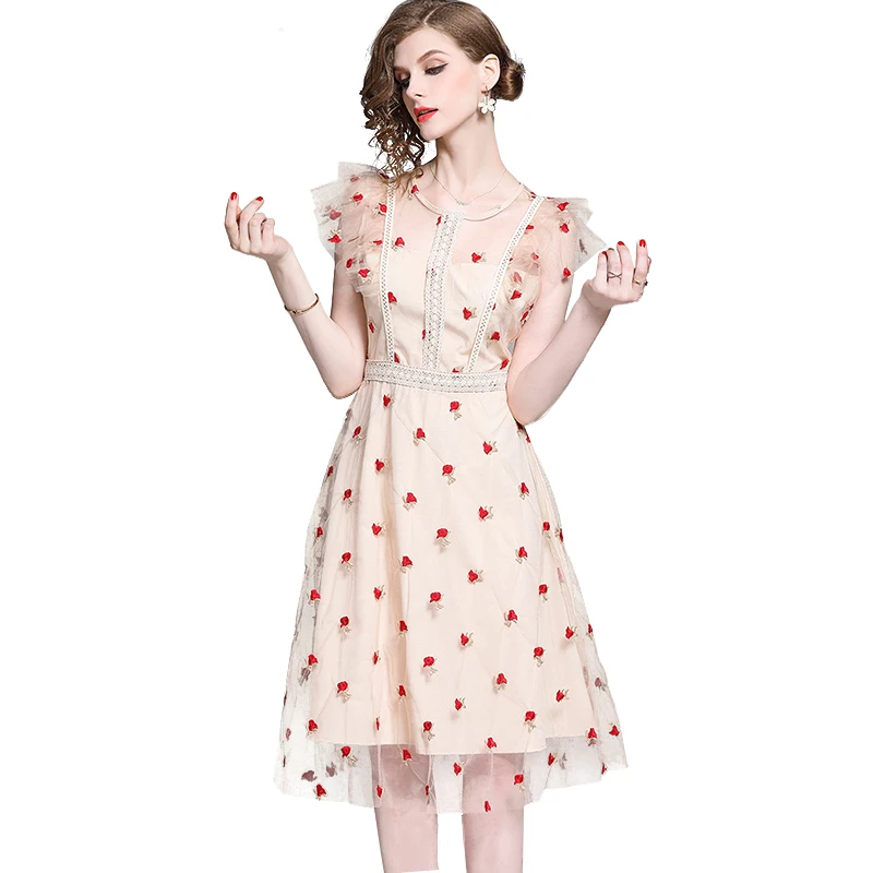 Trytree летнее платье элегантное женское кружевное красивое Сетчатое украшение