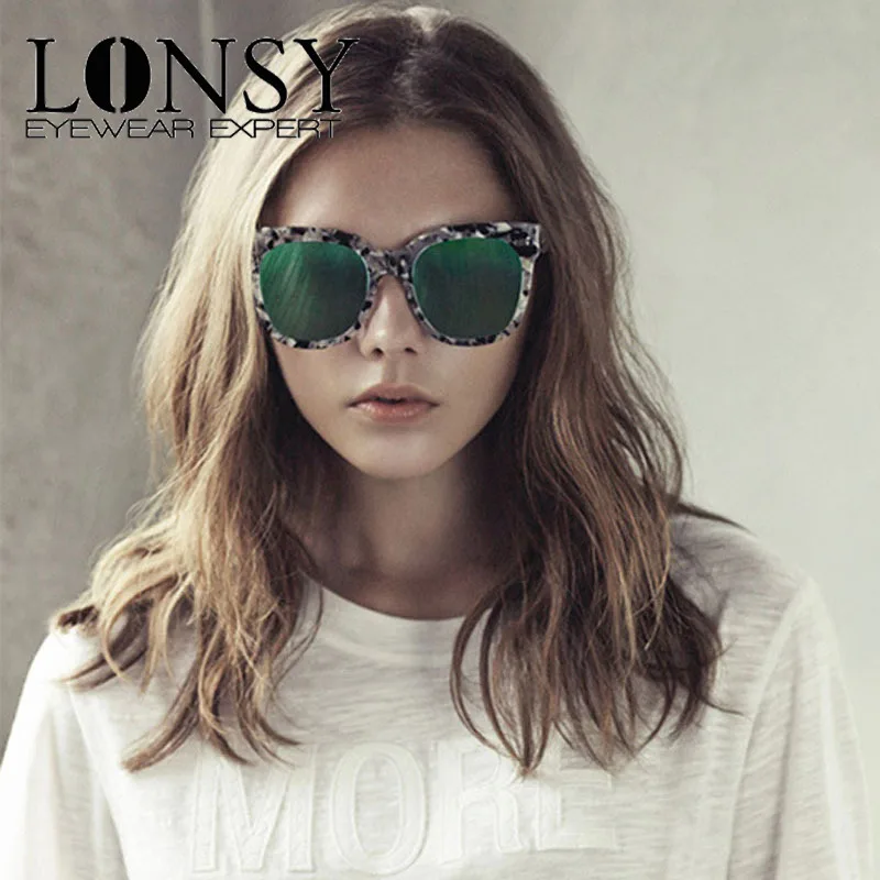 LONSY новые брендовые дизайнерские солнцезащитные очки женские кошачий глаз