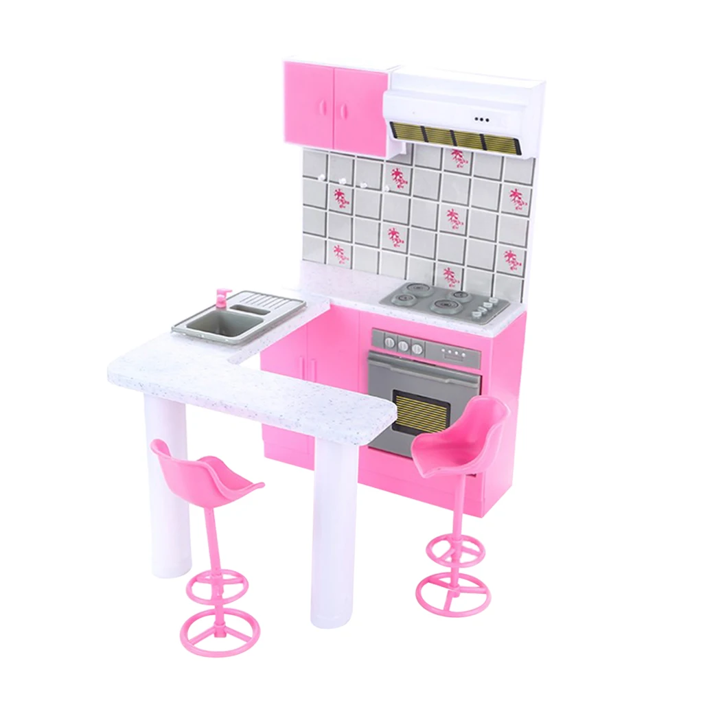 Dollhouse Kitchen Furniture, 1:6 Scale Dolls House Kitchen Cabinet Set for 1/6 Dolls 12inch Action Figures Accessories