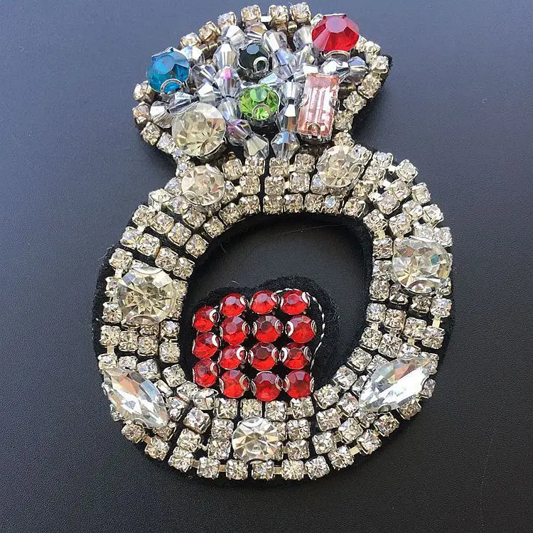 Цветы ручной работы с бусинами аппликация 3D Медведь шить на rhinestone патчи высокого