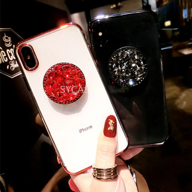 SY чехол Алмазный кронштейн прозрачный ТПУ для телефона с покрытием iPhone X XR Xs Max 5 5S