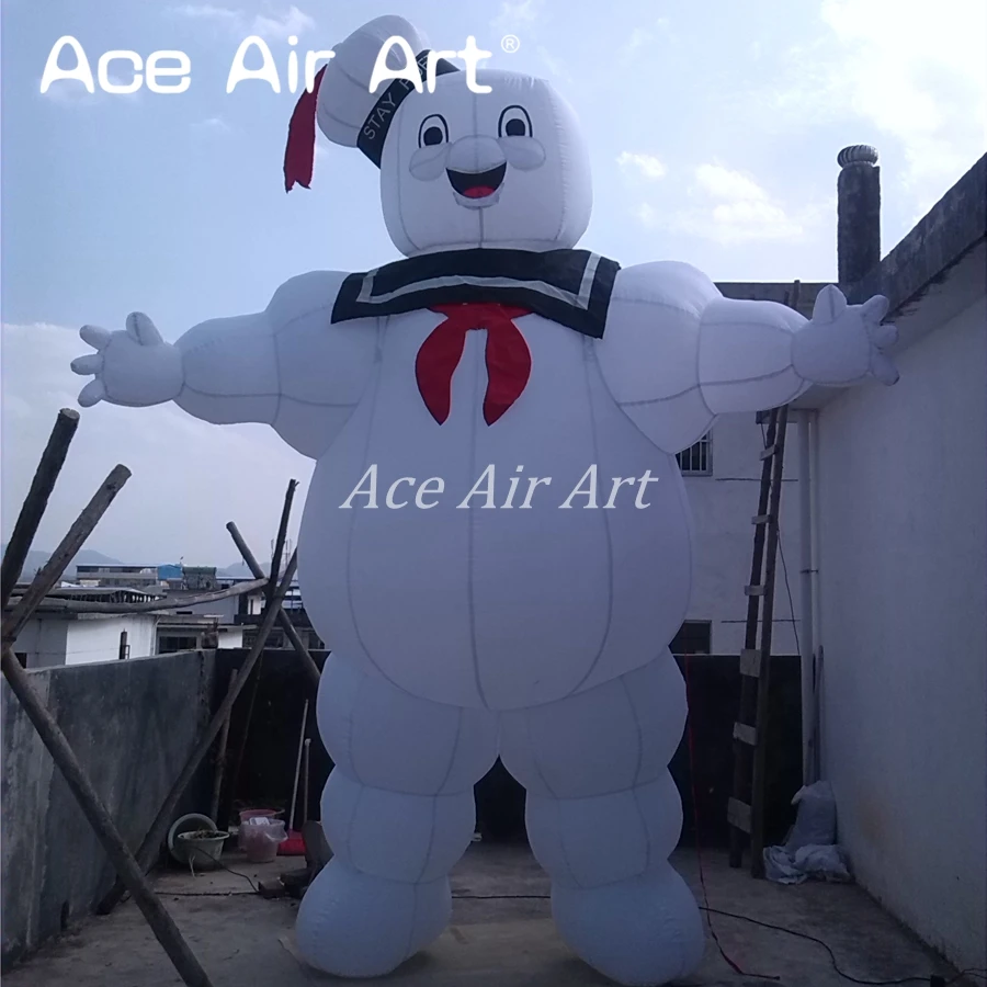 

In Store LED Inflatable Ghost Busters Stay Puft Giant Lighting Cartoon Model Marshmallow Man for Halloween Lawn Decoration