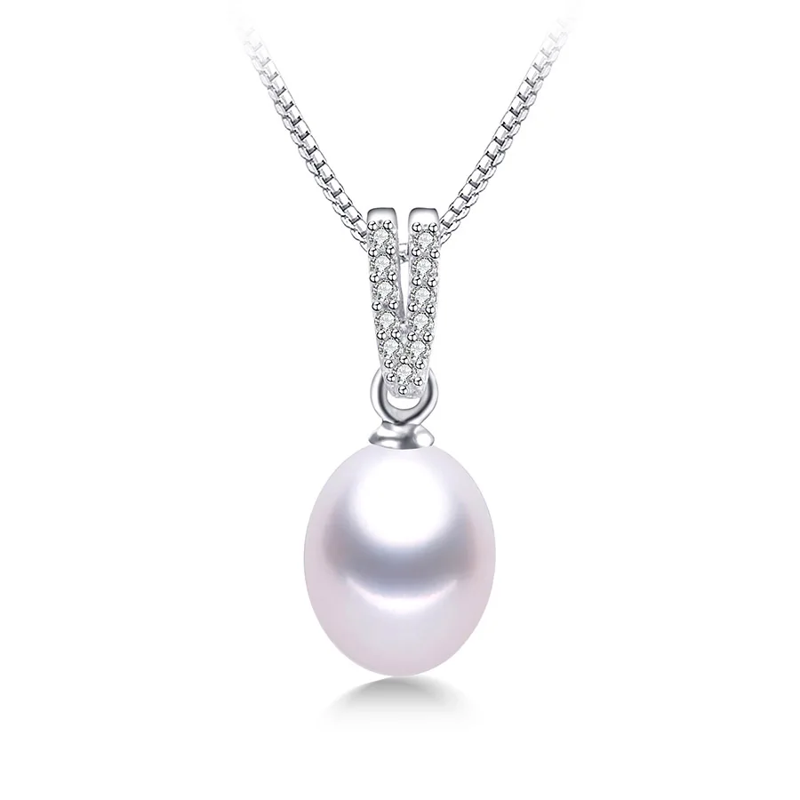 white pearl Модное, ААА Цирконий, натуральный пресноводный жемчуг кулоны из нержавеющей стали для Для женщин элегантные платья; платья серебряного цвета 925 Цепочки и ожерелья 45 см ювелирные изделия с коробкой - Цвет камня: white pearl