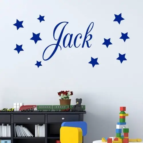 

2017 New Fashion Baby Boys Pvc Wall Sticker Personalised Stars Child Name Bedroom Nursery Wall Sticker Free Shipping