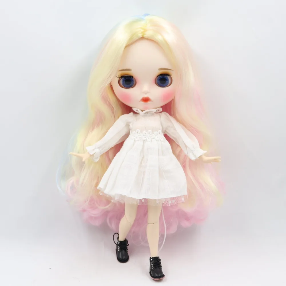 Ледяная фабрика blyth кукла 1/6 bjd белая кожа сустава тела красочные волосы новое матовое лицо, резные губы с бровью индивидуальные лица