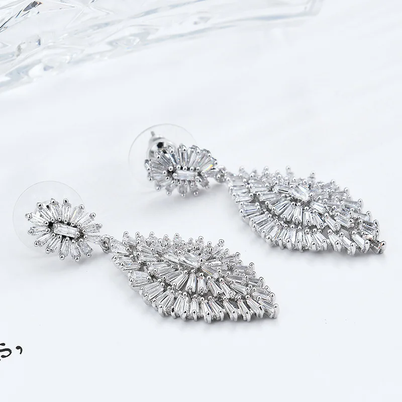 NJ роскошный полный Кристаллические серьги для Для женщин Романтический Свадьба