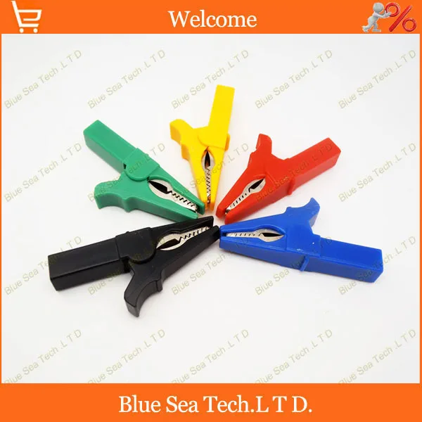 Образец 5 шт. крокодил с 4 мм гнездом латунь никелированный + PA Аллигатор зажим для