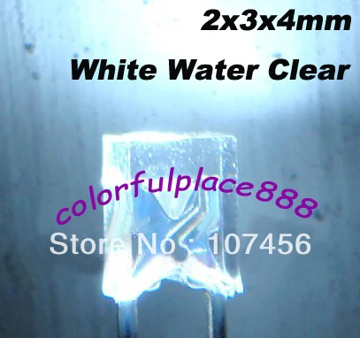 100 шт. 2x3x4мм белый Ультра яркий светодиодный светильник светильник|water clear led|ultra