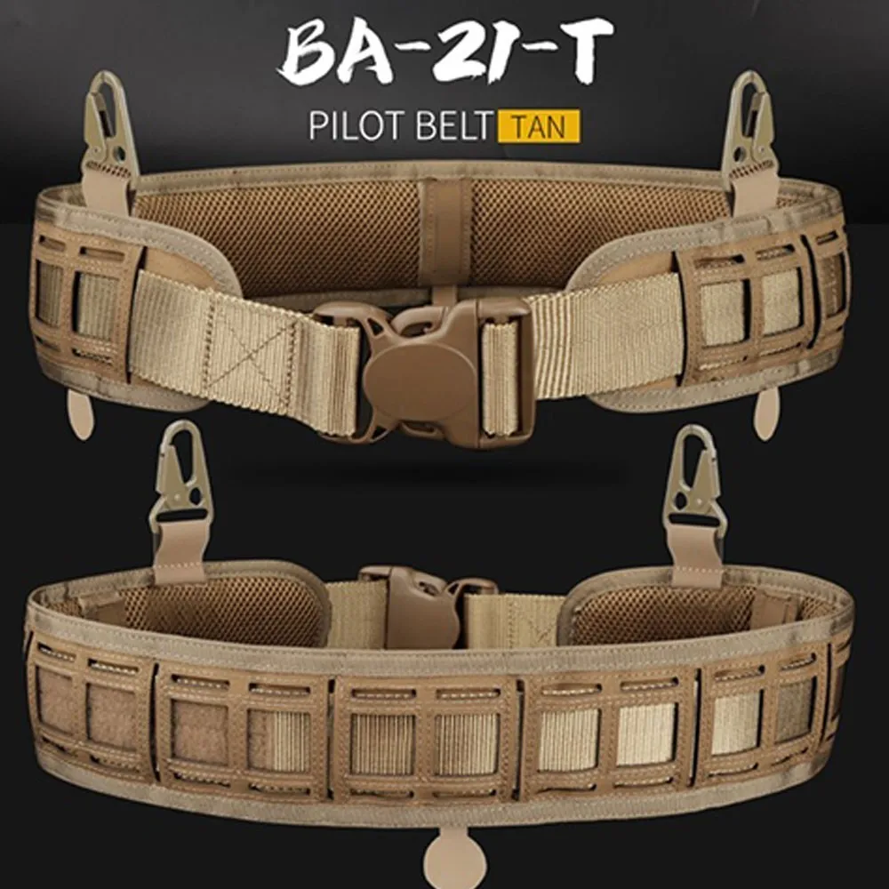 Tan Тактическая модульная загрузка мягкий Molle PALS тонкий поясной ремень Quick Release Combat Battle армейская лазерная резка нейлон Охотничьи аксессуары - Цвет: Tan