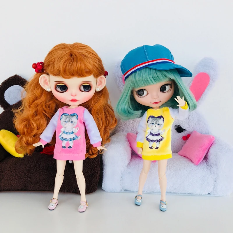 1 шт. плюшевый длинный свитер с рисунком кота для 1/6 Blyth Licca кукла azone аксессуары