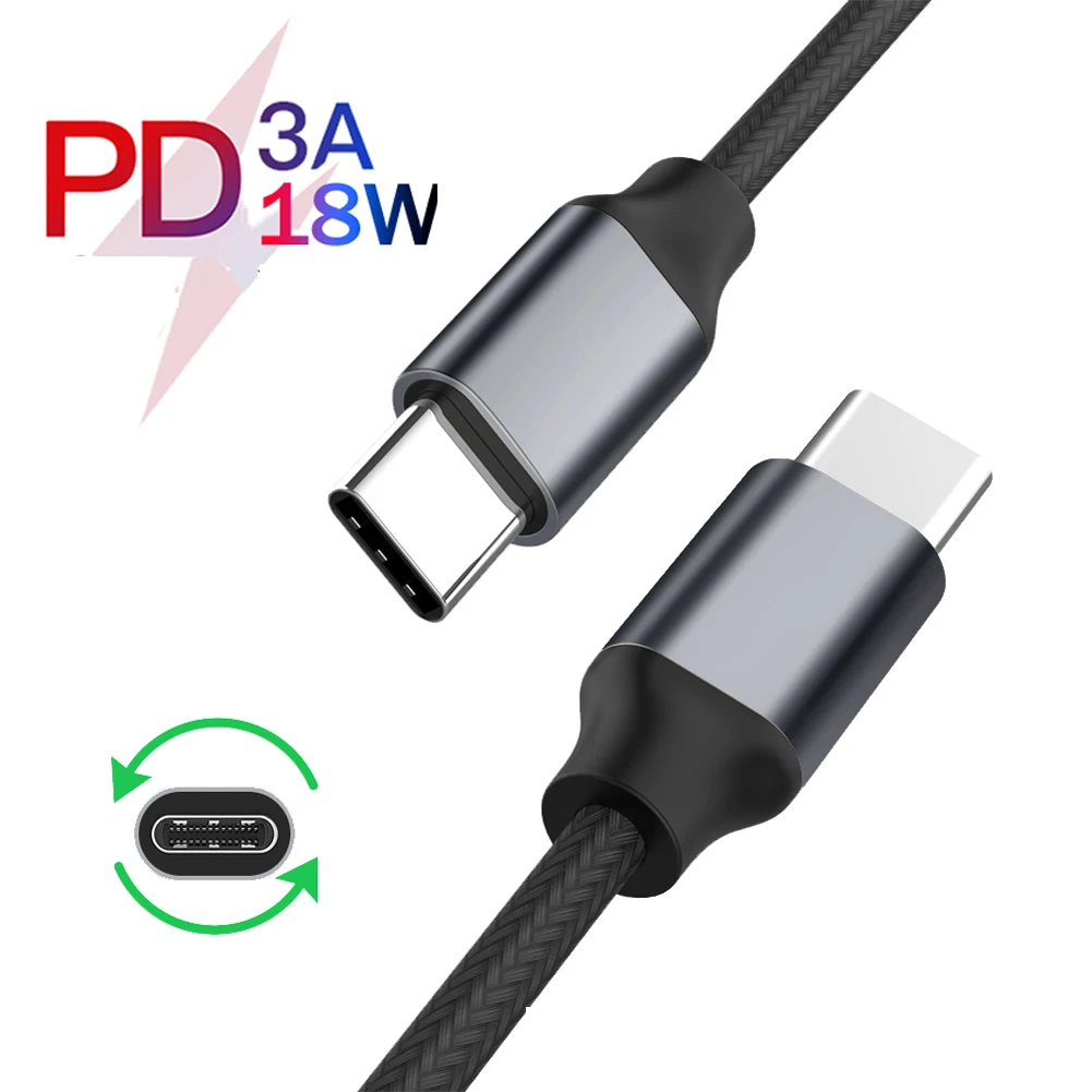 Jetjoy USB C к USB C type C кабель Male to Male 3A PD кабель для быстрой зарядки данных зарядный кабель нейлоновый плетеный провод PD 18 Вт Быстрая зарядка