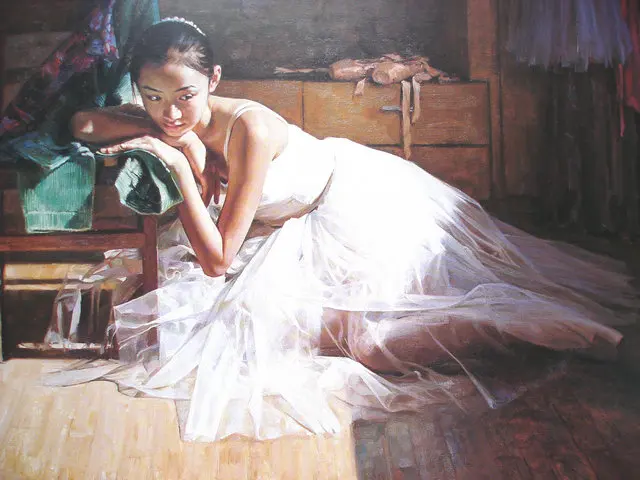 Картина маслом на холсте с изображением балерины для танцев домашний декор