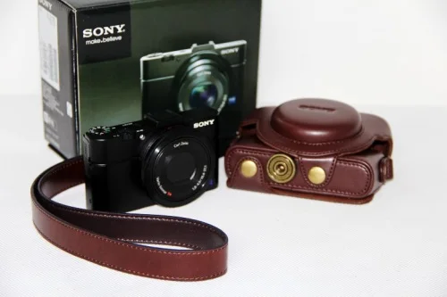 Чехол-сумка из искусственной кожи для камеры защитный наплечный ремень sony RX100 II III