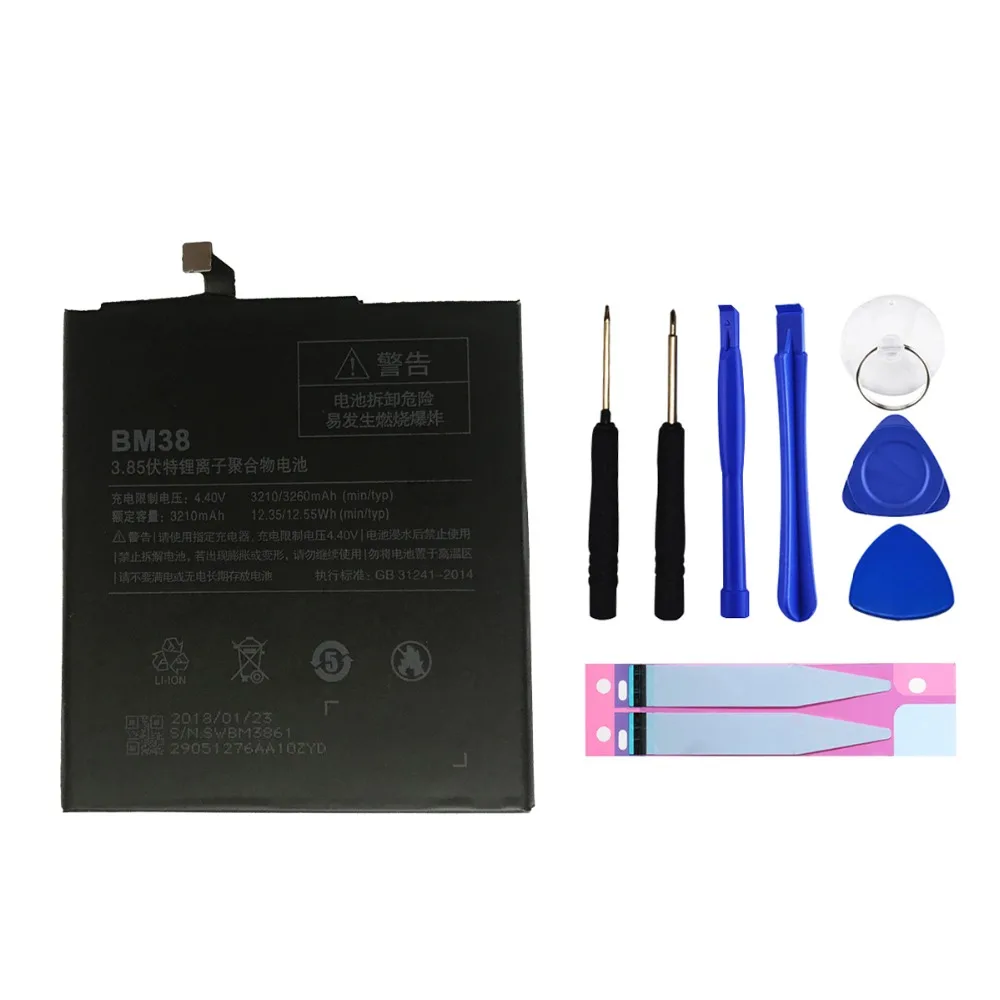 BM38 Аккумулятор для Xiaomi Mi 4S аккумулятор 3210 Mah 100% Новый Сменный мобильный телефон с