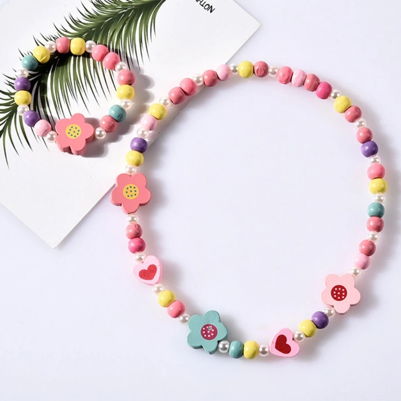 

1 Set Children Jewelry Cartoon Necklace Bracelet Kids Candy Color Girls Gifts
