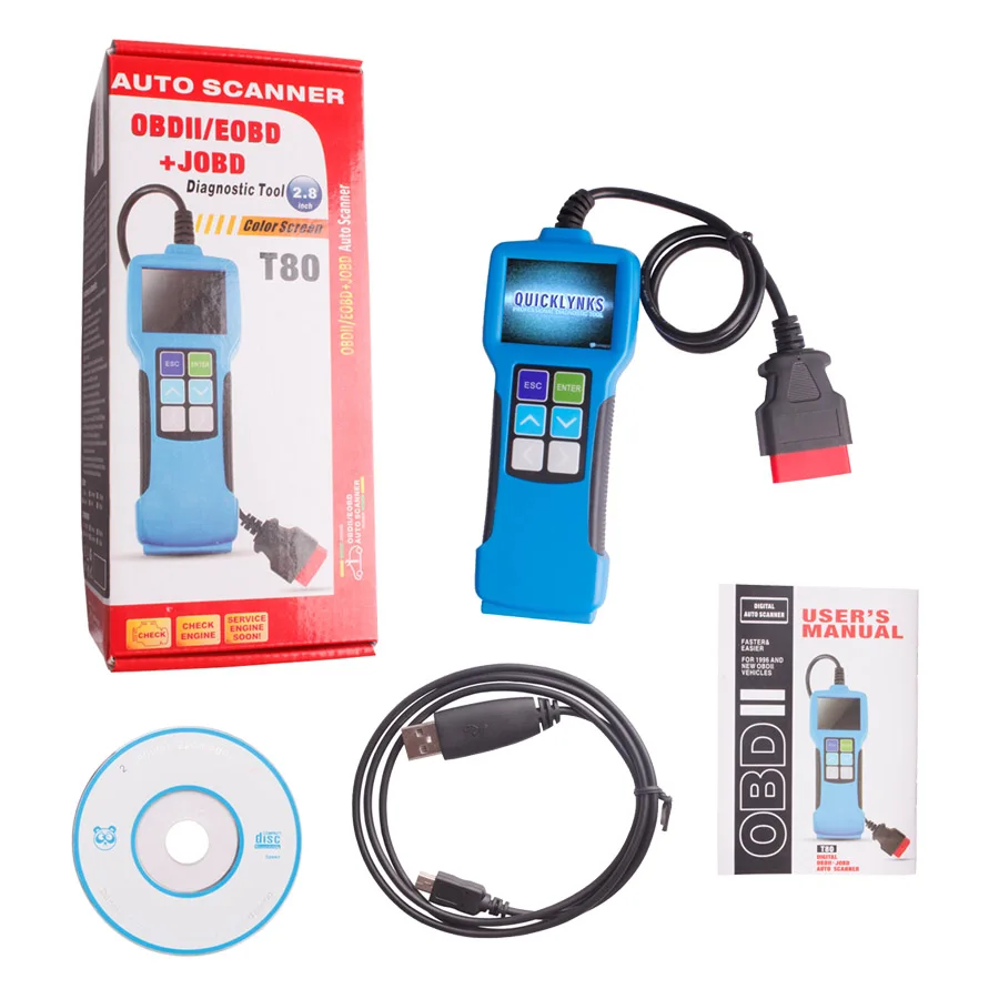 QUICKLYNKS T80 JOBD/OBD2/EOBD Цветной дисплей автоматический сканер для японских автомобилей