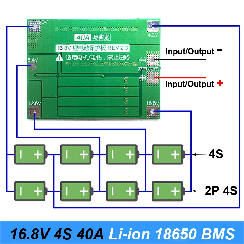 4S 40A литий ионный Батарея 18650 Зарядное устройство PCB защиты БМС доска с баланс