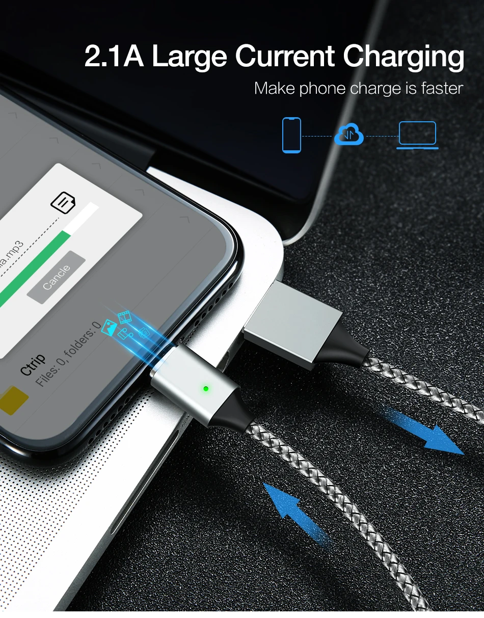 Магнитный usb-кабель для IPhone 8, 7 Plus, Магнитный зарядный usb-кабель, магнитный кабель Micro USB Type-C для Xiaomi, Huawei, Android
