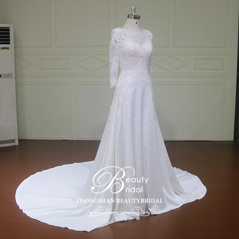 Elegnt Custom made Mermaid Wedding Dresses Lace Beach Floor-length Bridal Gowns Vestido De Novias Wedding Dress XFM011