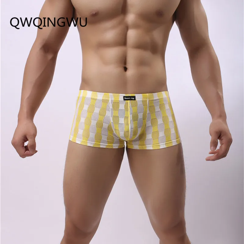 

Men Underwear Boxers Breathable Bar Mesh Striped Men's Boxer Shorts Underwear See-through Trunks Shorts Underpants Cueca Boxers
