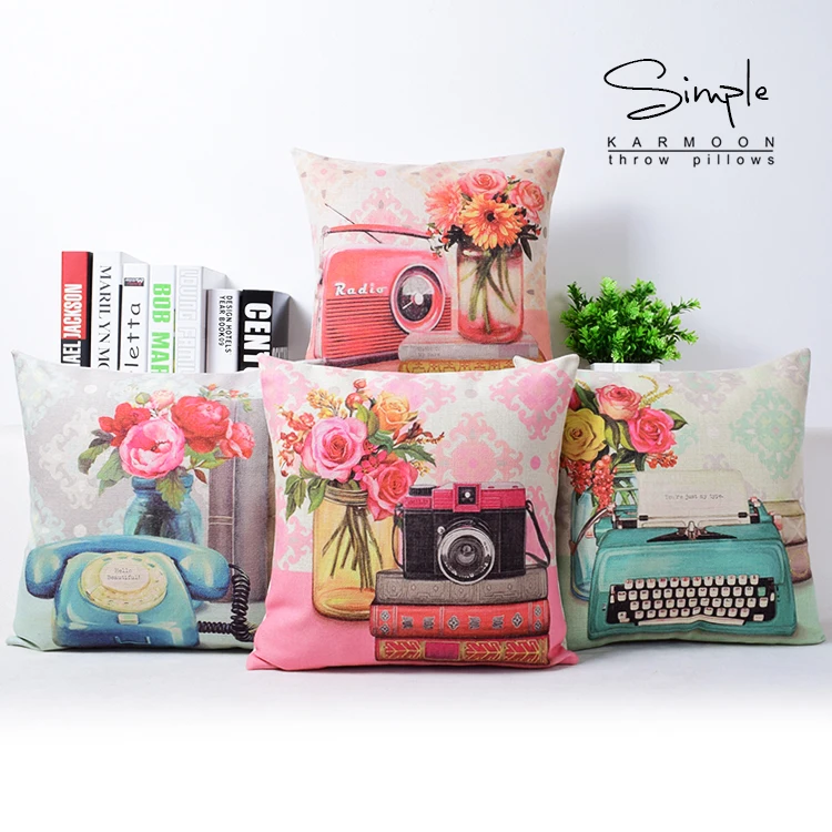

Популярный Ретро винтажный Чехол для подушки наволочка с рисунком камеры пишущей машинки наволочка в европейском стиле шикарный мятный со...