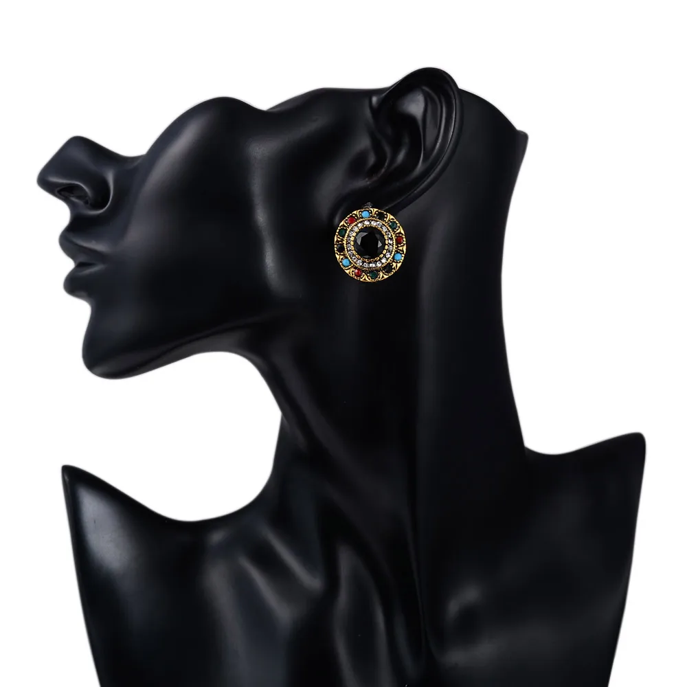 Винтажные разноцветные очаровательные серьги-гвоздики из смолы в этническом