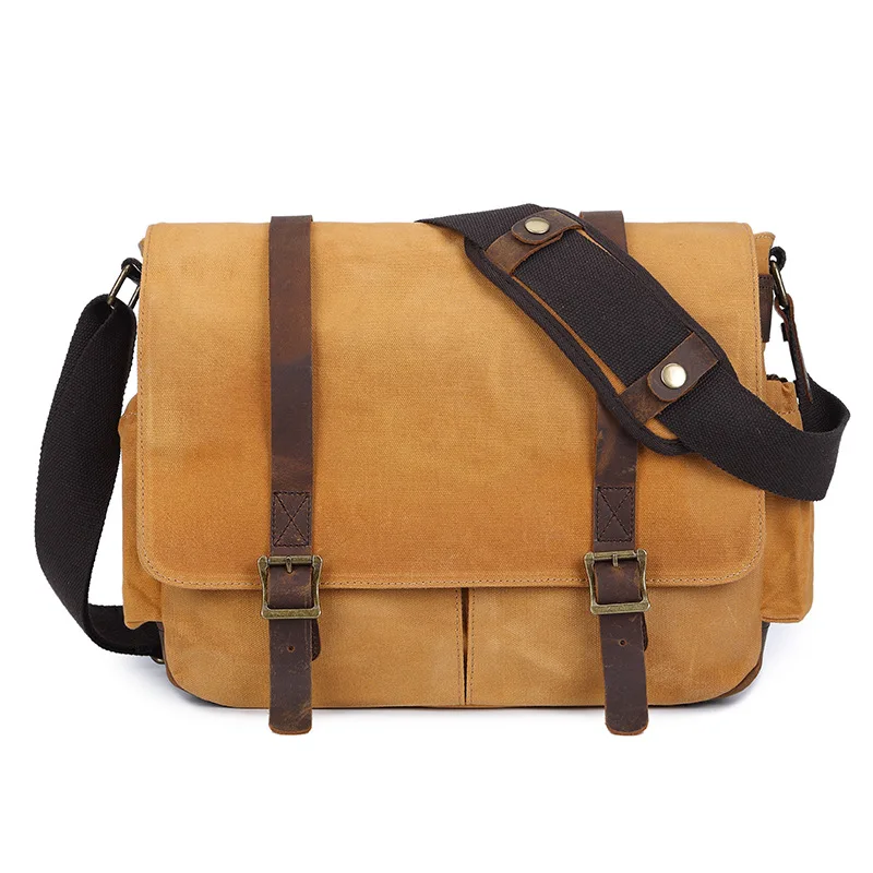 Camera Bag with Photo Pouch Canvas DSLR SLR Strap Case Casual Shoulder Bag Vintage Messenger Comfort Camera Bag Men's Handbags - Цвет: Yellow