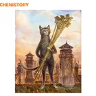 Картина CHENISTORY по номерам сделай сам, Современная Настенная живопись с изображением кошки, ручная роспись, холст для украшения дома 40 х50 см