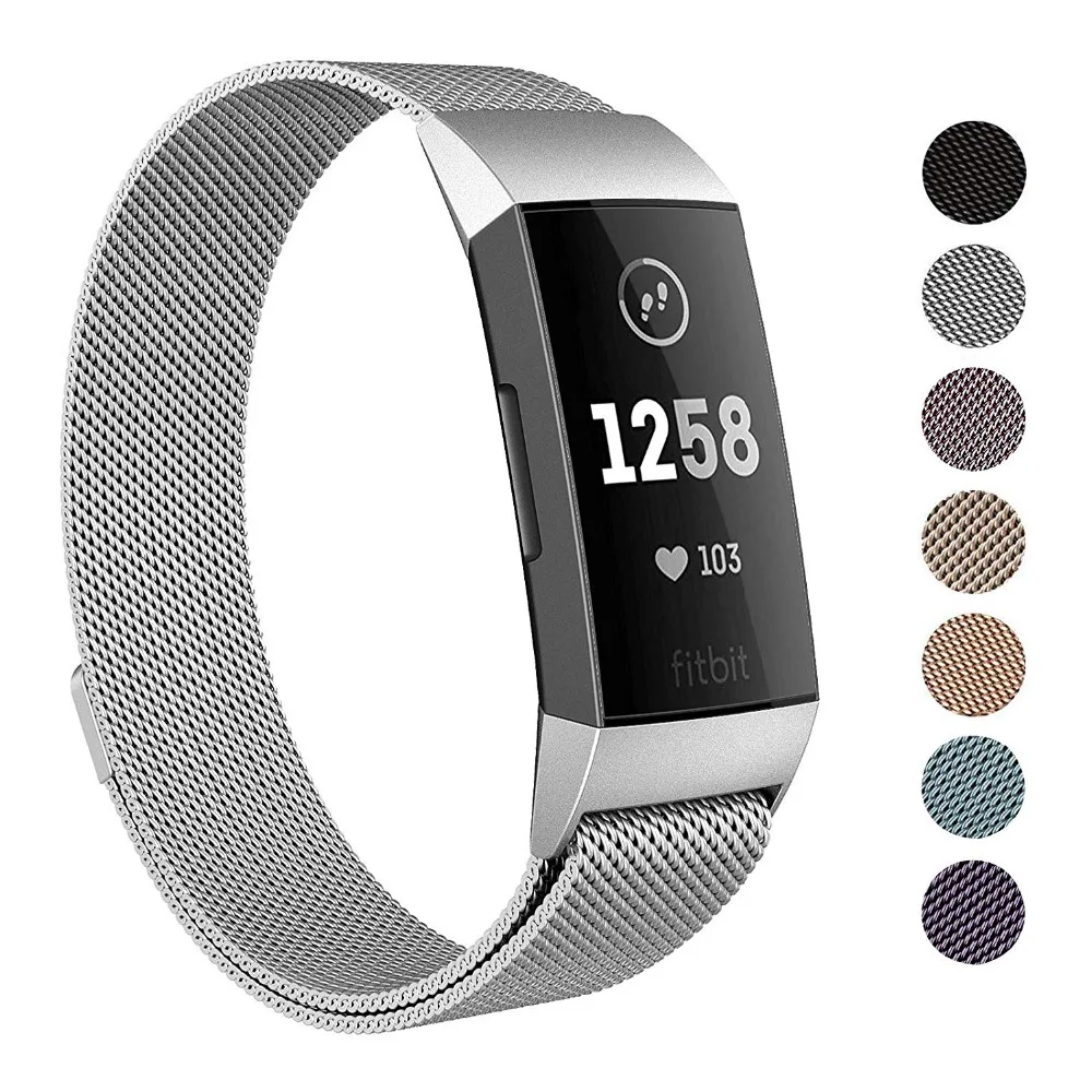Магнитный браслет из нержавеющей стали для Fitbit Charge 3 браслеты с деталями миланские полосы для зарядки 3 Аксессуары для часов