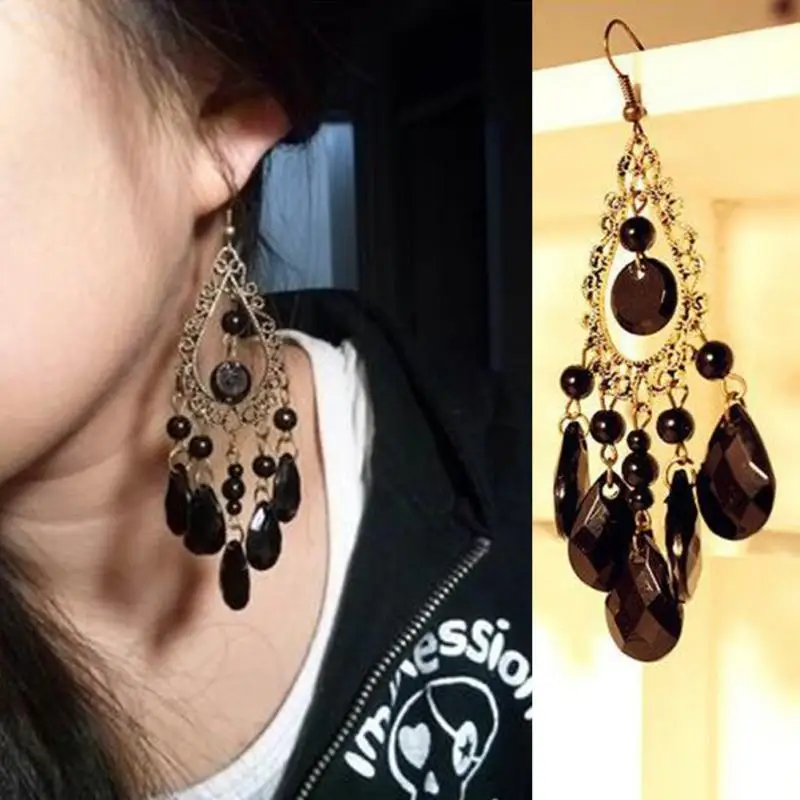 Hot Sale Chic Design Women Girls Long Imitation Rhinestone Water Earrings | Украшения и аксессуары