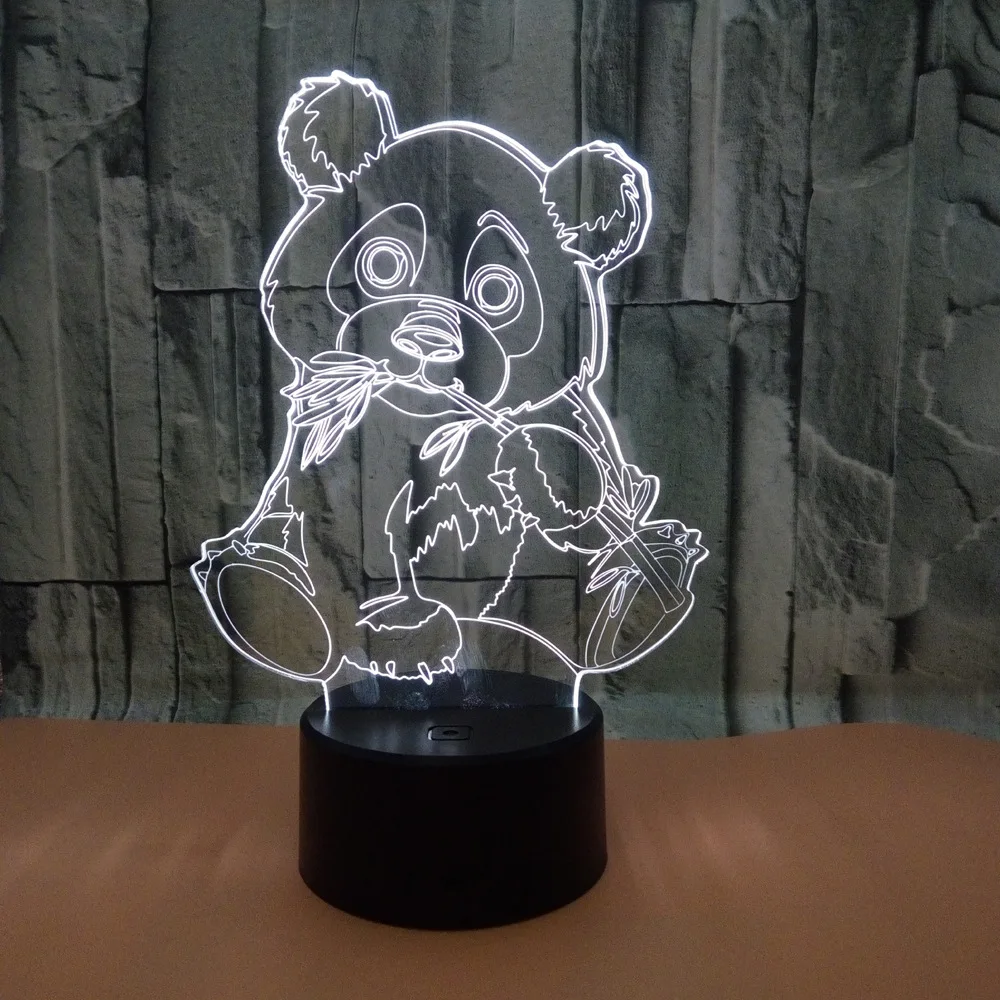 Panda 3d Lamp 7 Color Led Night Lamps For Kid Touch Usb Table Lampara Lampe Baby Sleeping Nightlight Drop Ship Light | Лампы и
