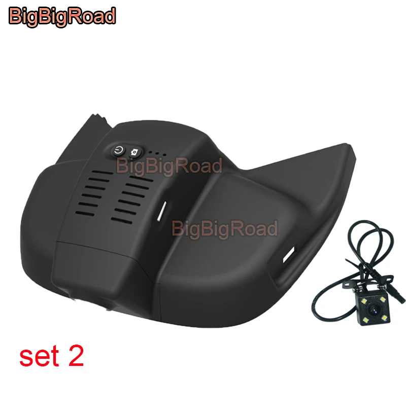 Black Dual Cameras BigBigRoad для Ford Focus высокая версия автомобильный wifi DVR видеорегистратор Dash камера FHD 1080P широкоугольный - Название цвета: Black Dual Cameras