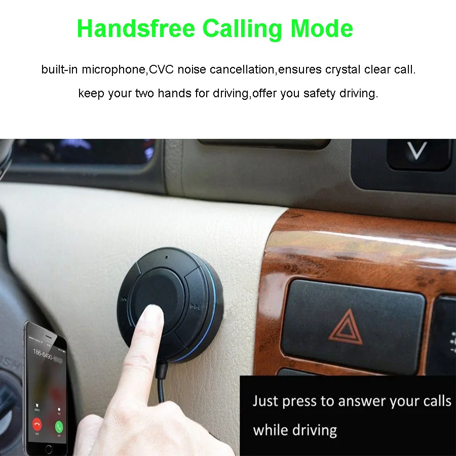 Автомобильный комплект с Bluetooth и громкой связью, беспроводной A2DP музыкальный приемник Aux 3,5 мм аудио Bluetooth 4,1 приемник, Автомобильный MP3-плеер для двух устройств