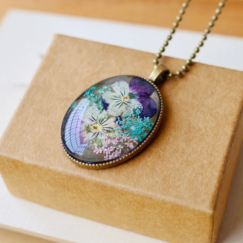 2018 винтажное простое художественное ожерелье из вечной природы с засушенными