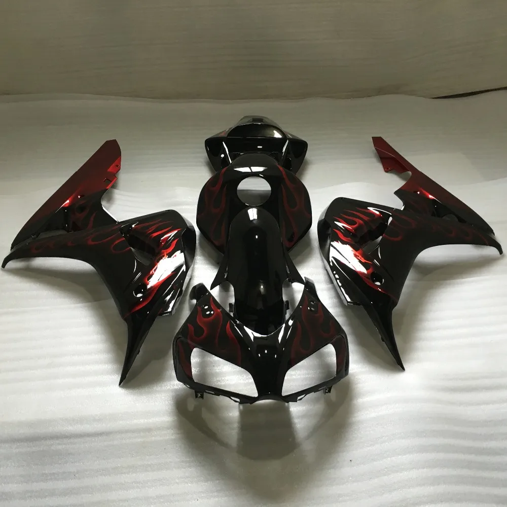 Литьевая форма обтекатель комплект для CBR1000RR 06 07 CBR1000 2006 2007 красный Пламя Черный