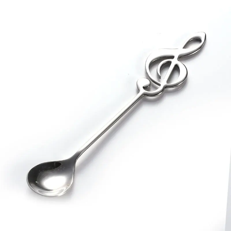 5 silver 5 шт./лот ложка из нержавеющей стали кофейные декоративные чайные ложки музыкальная ложка десертные ложки из нержавеющей стали - Цвет: 5 silver
