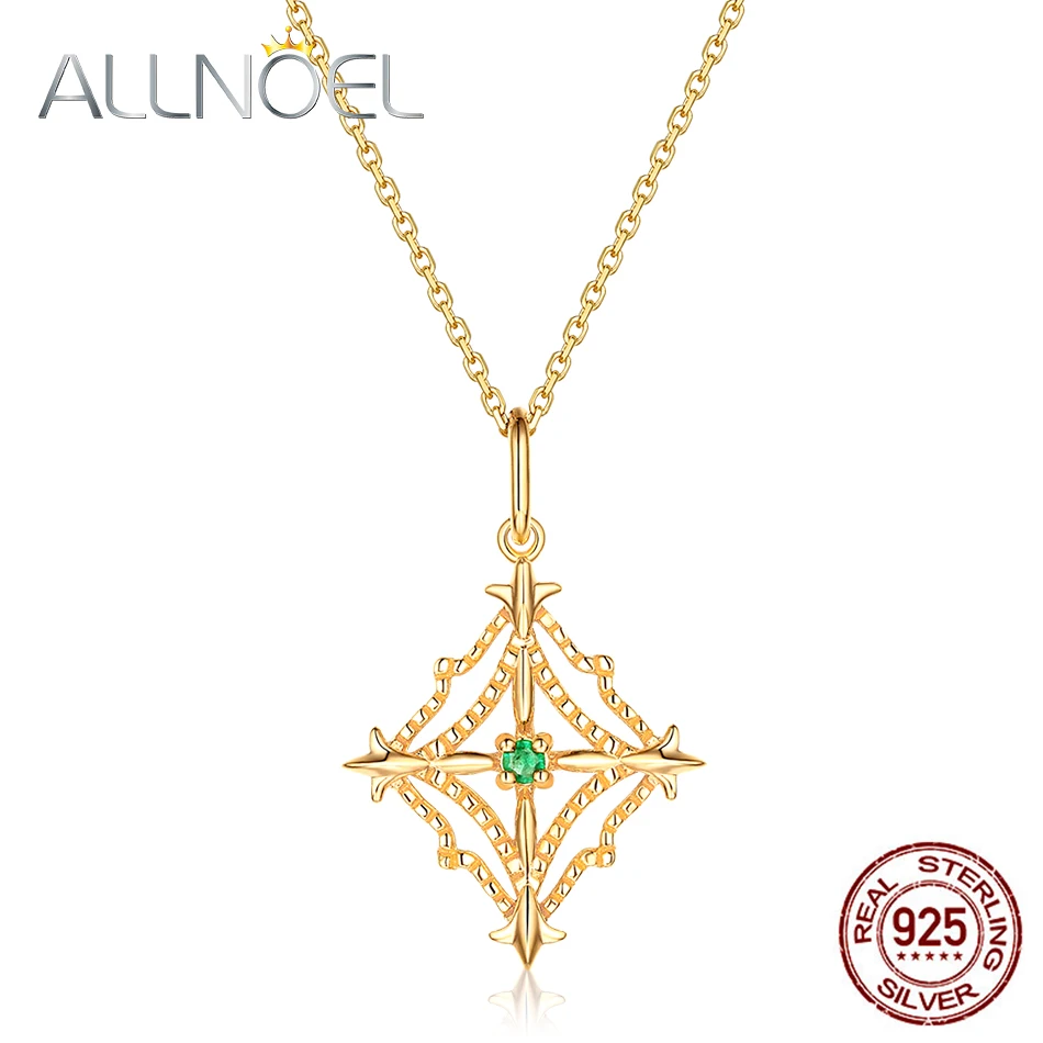 ALLNOEL ожерелье с кулоном из чистого 925 пробы серебра для женщин корейское