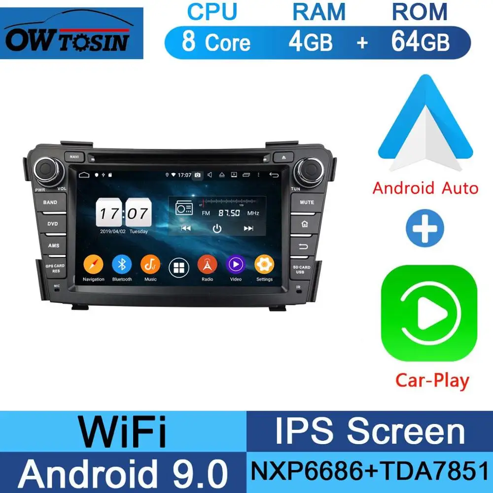 64G CarPlay Android " ips 8 Core 4G ram+ 64G rom Android 9,0 автомобильный dvd-радио GPS для hyundai I40 2011 2012 2013 DSP CarPlay Parrot BT - Цвет: 64G CarPlay Android