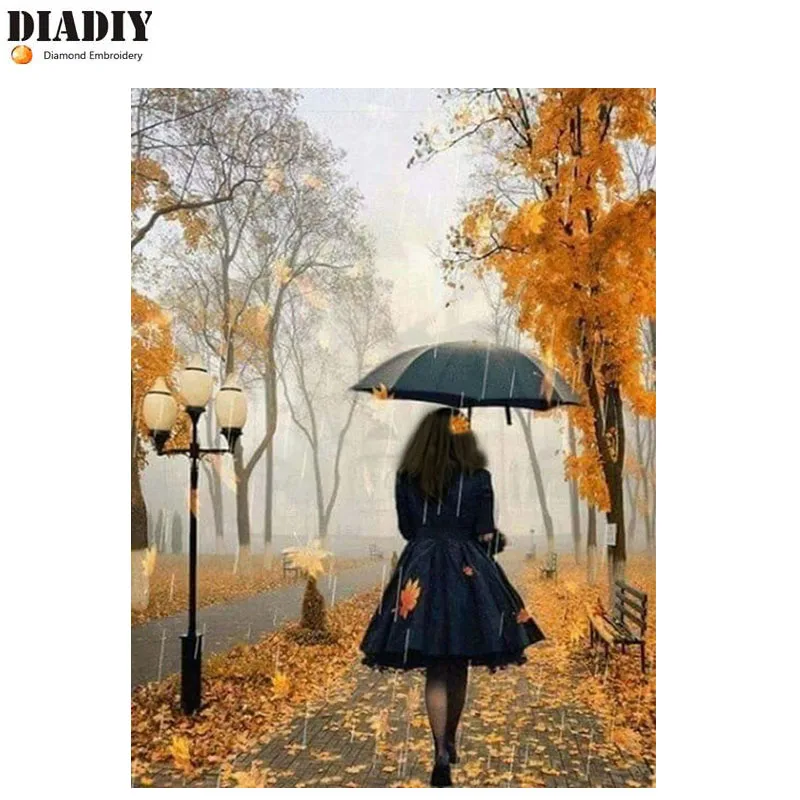 DIADIY 5D DIY Алмазная мозаика вышивка дождливая девушка люди пешеходная крестиком