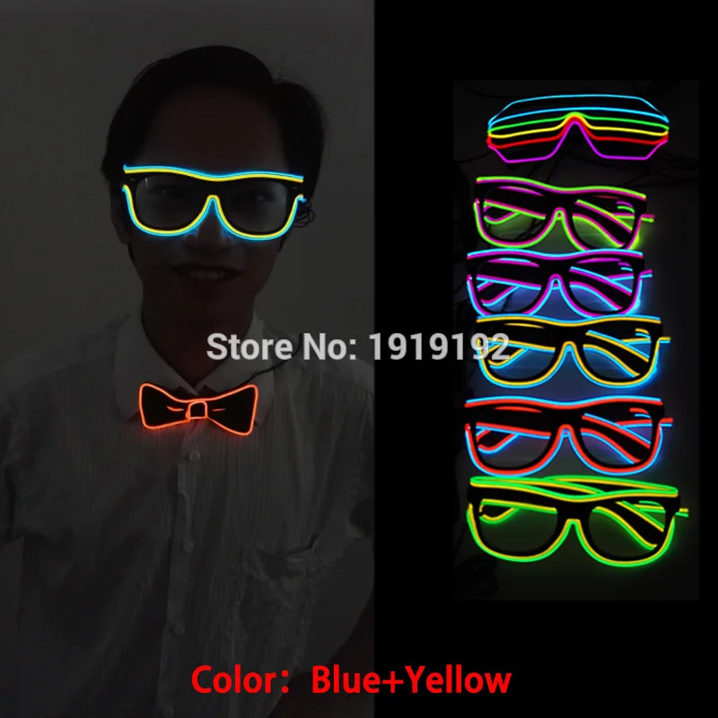 Двойные цветные неоновые светодиодные очки с электролюминесцентной проволокой