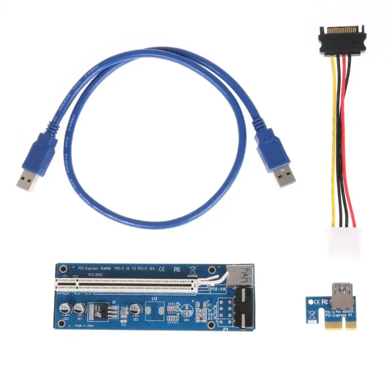 4Pin Майнинг Биткойн PCI-E 1X к 16X USB3.0 удлинитель графическая карта адаптер кабель