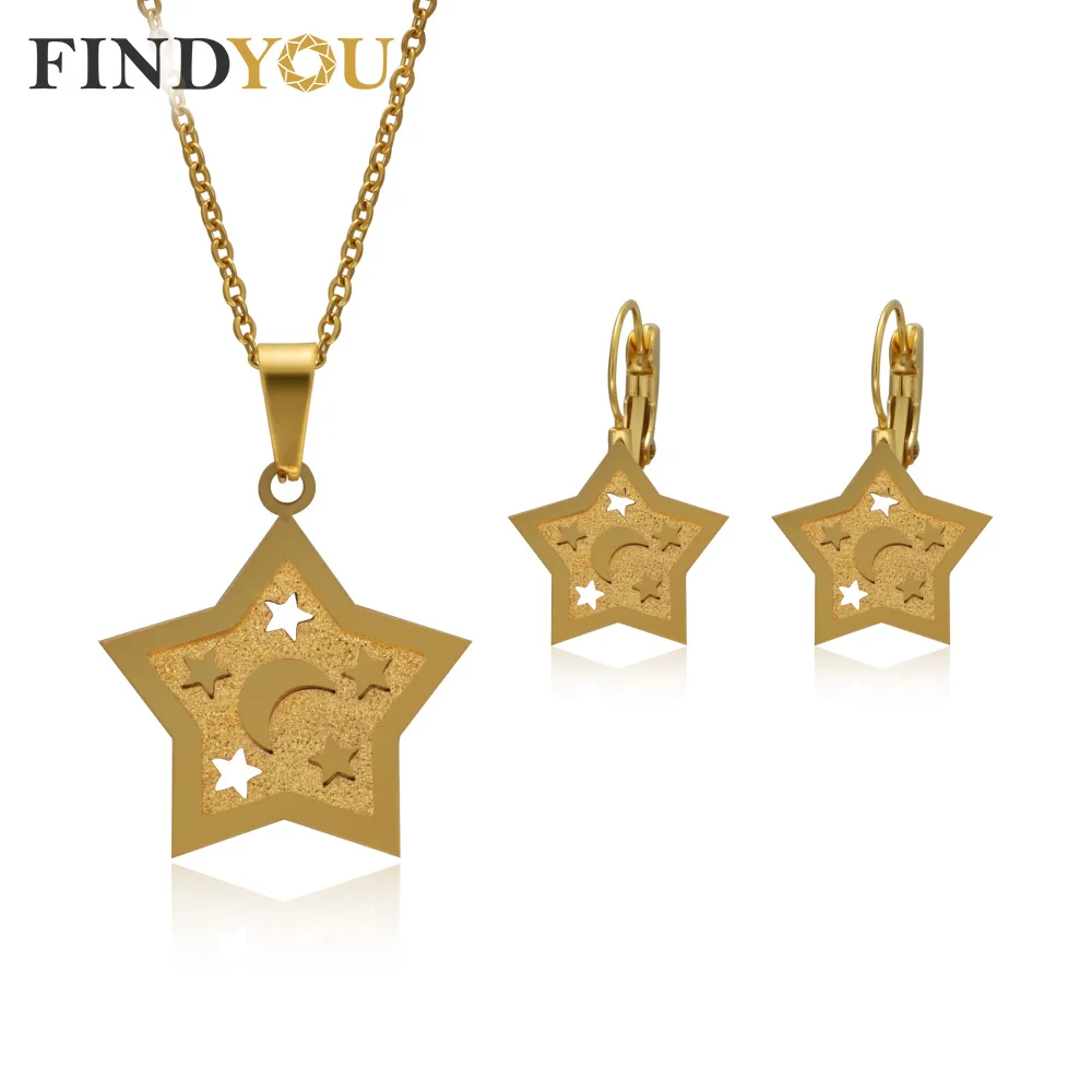 FINDYOU модная звезда с Луной форма полый дизайн золотой цвет женские вечерние