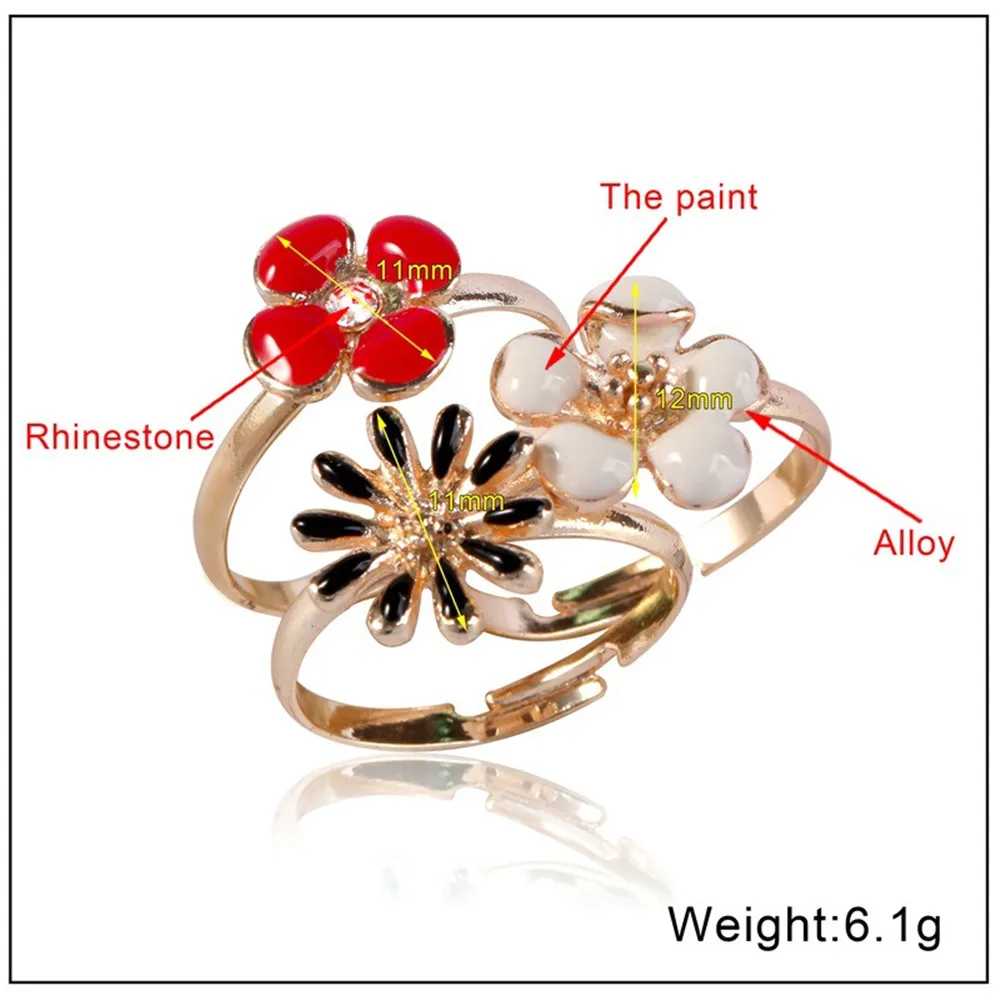 Рождественская коллекция CRLEY 3 шт. кольцо с цветами и каплями масла ромашка