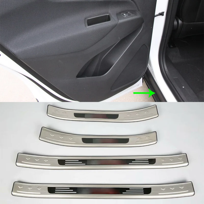 

Car Accessories Stainless Steel Outer Door Sill Scuff Plate Mat Threshold Foot Pad Trims For Chevrolet Equinox 2017